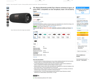 Altavoz JBL Bluetooth portátil Flip 6 resistente al agua y al polvo IPX67 12h de batería por solo 89€