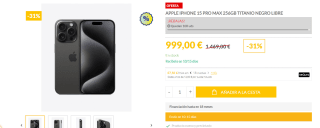 Apple Iphone 15 PRO MAX 256GB Titanio por 999€