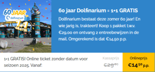 1+1 gratis op tickets voor Dolfinarium Harderwijk