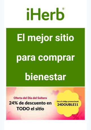 -24% de Descuento Día del Soltero en iHerb.