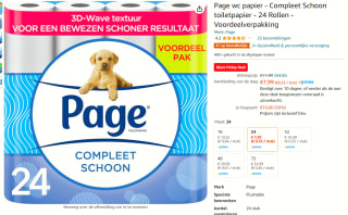 Page Compleet Schoon Toiletpapier 24-rollen 24 rollen voor €7,99 bij Amazon