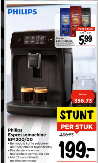 Philips EP1220/00 - Espressomachine - Zwart voor €199 bij Vomar