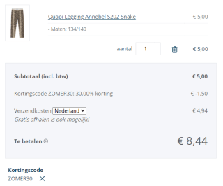 30% extra kassakorting op alle zomerkleding (ook sale!) bij Liza4kids outlet