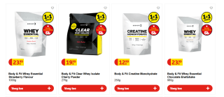 1+1 gratis op diverse Body&Fit producten