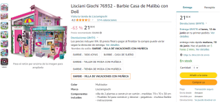 Barbie - Villa de vacaciones con muñeca por 21,90€