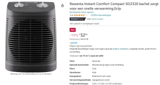 Rowenta Ventilatorkachel Instant Comfort Compact voor €32,99 bij Amazon NL