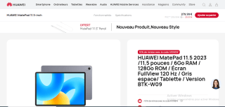 Tablette 11.5" Huawei MatePad 11.5 (2023) à 279,99€