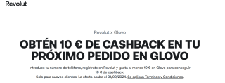 Descuento de 10€ en Glovo al pagar con Revolut