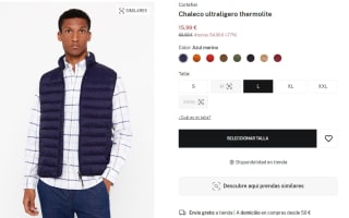 Chaleco ultraligero thermolite Cortefiel por 15,99€