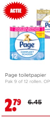 Page toiletpapier Pak 9 of 12 rollen voor €2,79 bij Dirk