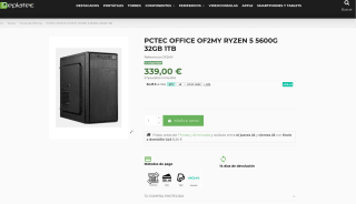 PCTEC OFFICE OF2MY RYZEN 5 5600G 32GB 1TB por solo 339€