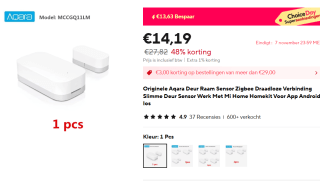 Aqara Door & Window Sensor T1 voor €14,19 bij Aliexpress