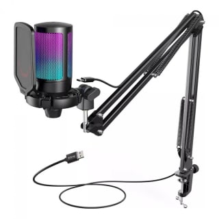 Microfone Gamer da Fifine, modelo Ampligame A6T com RGB - R$ 179