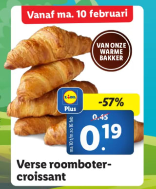 Croissant voor €0,19 per stuk bij de lidl