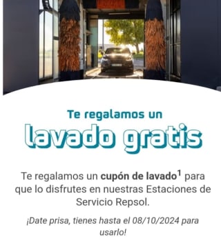 Gratis lavado básico en Gasolineras Repsol
