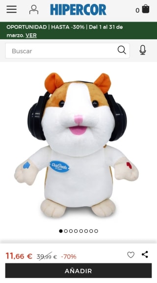 Peluche interactivo Chatimals Bizak por 11,66€.