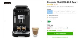 DeLonghi Magnifica Evo ECAM290.22.B volautomatische espressomachine. voor €319,20 bij Expert