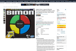 Juego Hasbro Simon de Memoria Electrónico portátil con Sonidos y Luces por solo 16,48€