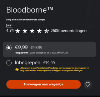 Bloodborne voor €9,99 in de Playstation Store