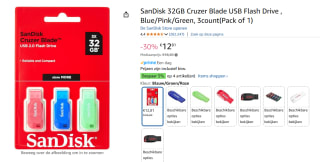 SanDisk Cruzer Blade 32GB USB stick 3-pack voor €12,81 bij Amazon