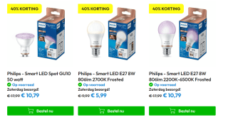 Diverse Philips Smart LED lampen met 40% korting bij Timco Voordeelmarkt