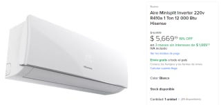 Minisplit INVERTER Hisense 1 Tonelada 220v por $5,669 en Aires Aurum