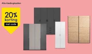 20% korting op alle kledingkasten bij Leen Bakker