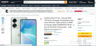 Smartphone 6.43" OnePlus Nord 2T 5G - FHD+ AMOLED 90 Hz à 386,58€