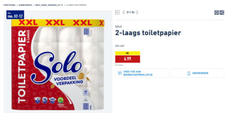 SOLO 2-laags toiletpapier 32 rollen voor €6,99 bij de Aldi