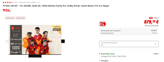 TV Mini LED 65" TCL 65C805, QLED 4K, 144Hz Motion Clarity Pro, Dolby Atmos por 669,15€