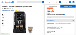 Expresso Broyeur Delonghi Magnifica Start ECAM220.21.B à 263,20€