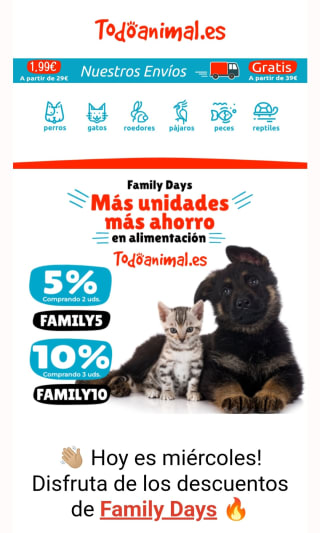 Family Days 5% y 10% dto por compra de 2 o 3 unidades respectivamente de productos de alimentación