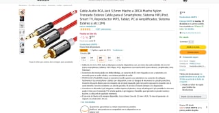 Cable 2M Audio RCA Jack 3,5mm Macho a 2RCA Macho por 4,07€