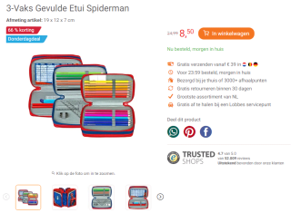 3-Vaks Gevulde Etui Spiderman voor €8,50 bij Lobbes