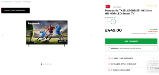 Acquire a Panasonic 55" smart TV Wat Hughes for only £449