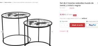 Set de 2 mesitas redondas de metal y cristal por 31.95€