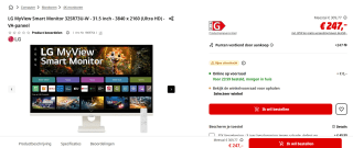 LG MyView Smart 32SR73U-W 31.5" 4K UHD monitor voor €247 bij de Mediamarkt