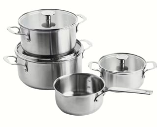 KitchenAid Stainless Steel kookpannenset met deksels 4-delig - RVS - inductie - PFAS-vrij voor €74,95 bij ibood