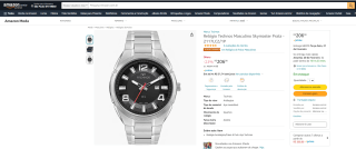 Relógio Masculino da Technos, modelo Skymaster Prata - R$ 206,90