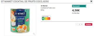 Boîte de 825g de Cocktail coco St Mamet à 4,5€