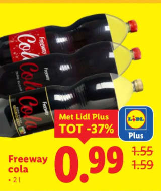 Alle Freeway Cola 2 Lt voor €0,99 bij de Lidl