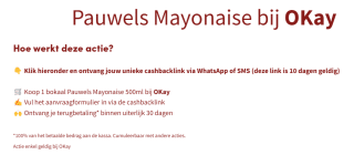 Pauwels mayonaise 100% terugbetaald bij Okay via Hashting
