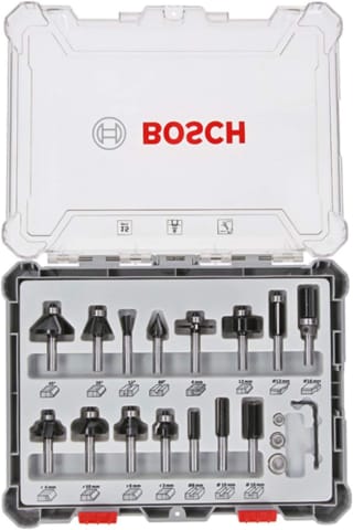 Bosch 15-Delige Gemengde Freesset 6mm voor €58,99 bij Amazon