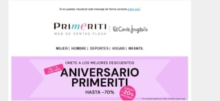 Hasta 70% descuento + 20% descuento extra en aniversario Primereti