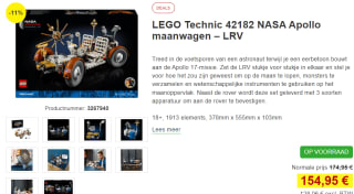 LEGO Technic NASA Apollo maanwagen – LRV voor €154,95 bij Proshop