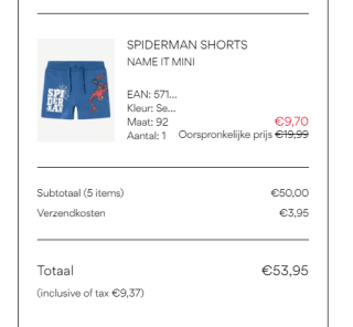 5 items in de sale tot 50% voor €50 bij NAME IT