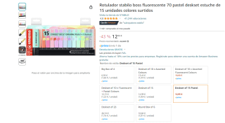 15 Rotuladores Stabilo Boss fluorescente pastel deskset por 12,95€