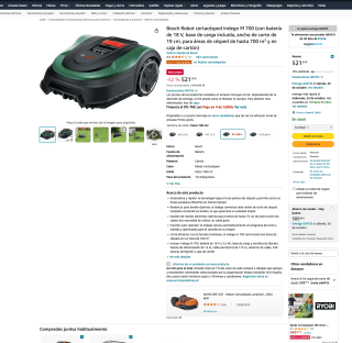 Robot Bosch cortacésped Indego M 700 por solo 521,50€
