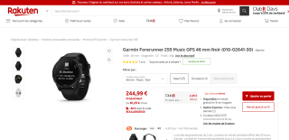 Montre Garmin forerunner 255 music à 244,99€