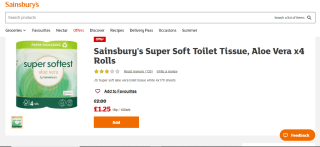 Sainsbury's 3ply Toilet Roll Pack - £1.25
